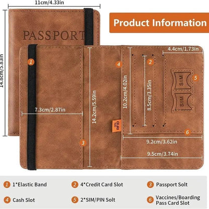 PU Leather Travel Document Holder for Men & Women