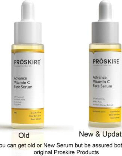 Proskire 10% Advance Vitamin C Serum With Ferulic Acid, For Dark Spots Pigmentation & Glowing Face - 30 ml (Pack of 2)